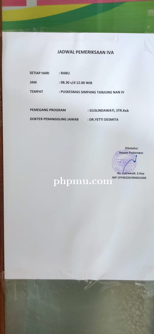 IVA DI PUSKESMAS SIMPANG TANJUNG NAN IV